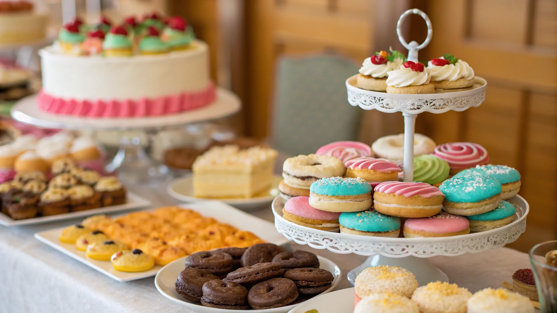 Common desserts on a dessert table