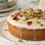 Delicious and Moist Rose Milk Cake with Rose Petals