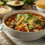 Spark Recipes Chicken Taco Soup with fresh toppings