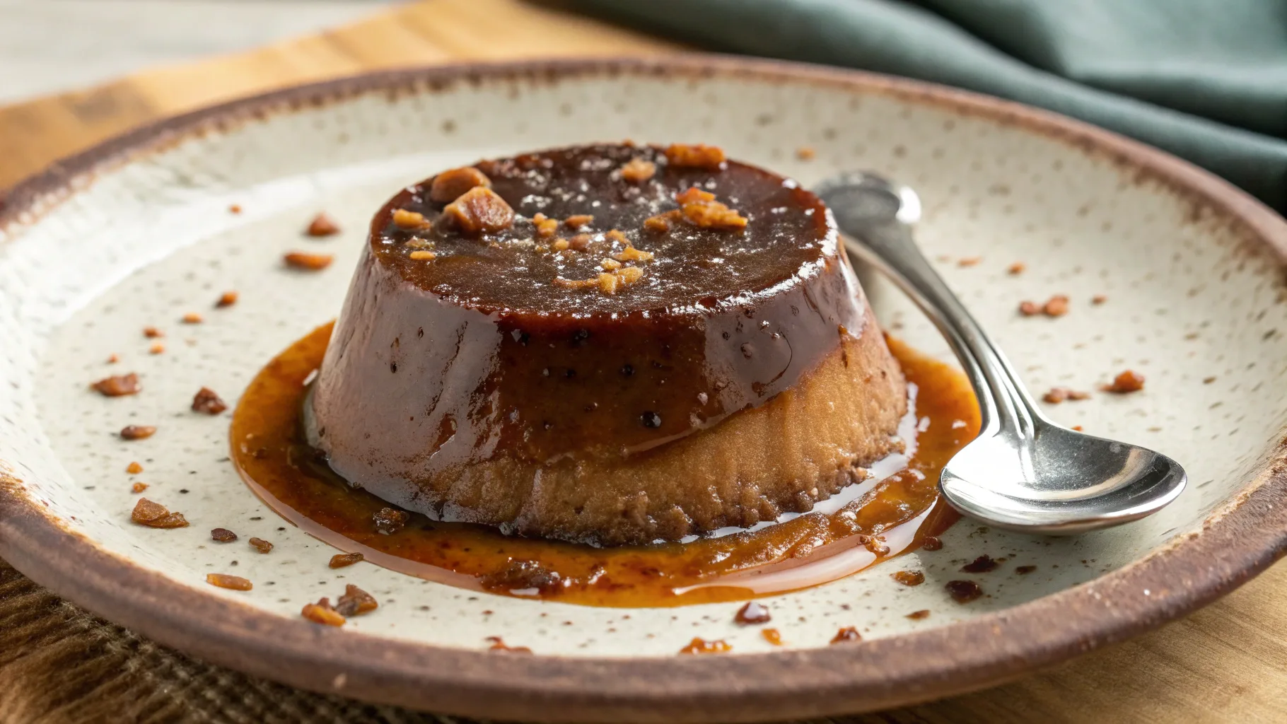 Traditional Piedmontese Bunet dessert with caramelized top