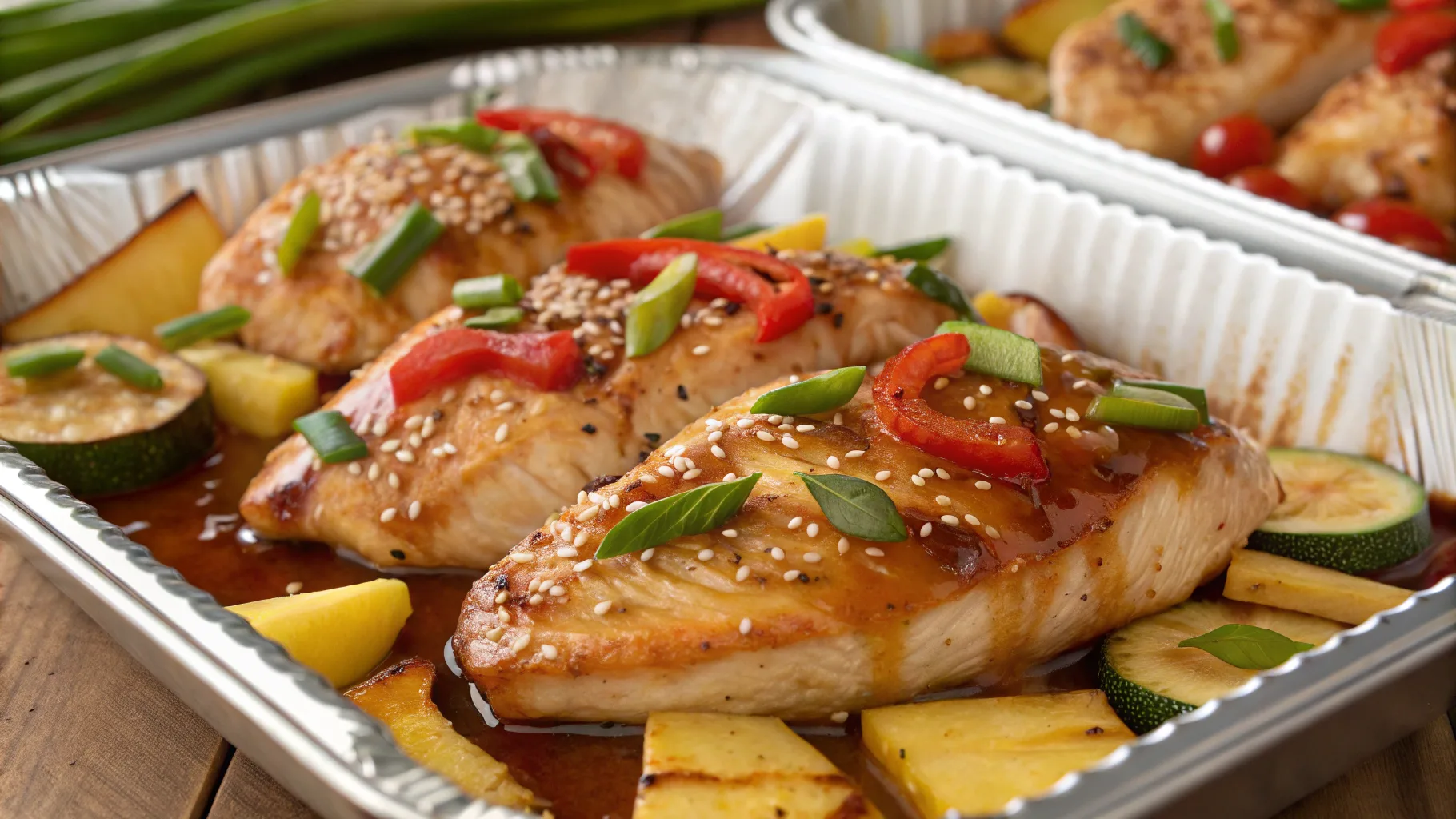 Teriyaki chicken and pineapple foil packets fresh off the grill
